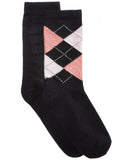 HUE Women's 2 Pack Solid & Argyle Boot Socks. U18171