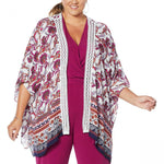 Colleen Lopez Women's Plus Size Crochet Inset Kimono Topper