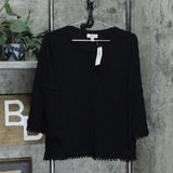 Style & Co. Women's Crochet Trim Bell Sleeve Knit Top