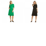Who What Wear Women's Short Sleeve Round Neck Seamed Midi Dress