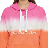 Calvin Klein Women's Dip Dye French Terry Cropped Hoodie Sweatshirt