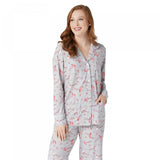 Attitudes by Renee Plus Size Como Jersey Button Front Printed Pajama Top