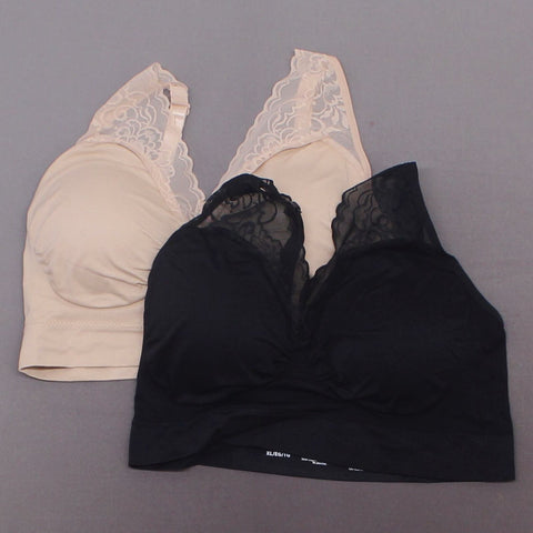 Rhonda Shear Women's 2 Pack Seamless Ahh Bras Black / Nude XL