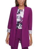 Calvin Klein Women's Long Contrast Cuff Open Front Topper Blazer