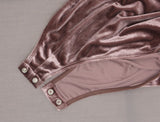 Gilligan & O'Malley Women's Velour Bodysuit With Criss Cross Lace Back