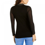 Thalia Sodi Women's Studded Mesh Sleeve Sweater