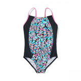 Speedo Girls Colorblock Geo Print One Piece Swimsuit