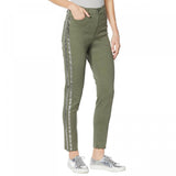 DG2 by Diane Gilman Virtual Stretch Metallic Side Stripe Skinny Jeans Olive 14T