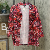 Slinky Brand Women's Plus Size Printed Travel Stretch Collared Jacket