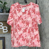 Denim & Co. Active Plus Size Printed French Terry Round Neck Knit Top