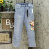 DG2 by Diane Gilman Women's Applique Floral Skinny Jeans