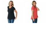 Isaac Mizrahi Live! Women's Short-Sleeve Curved Back Hem Knit Top