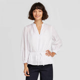 A New Day Women's Long Sleeve Tie Waist Blouse 566514