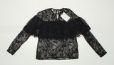 Who What Wear Women's Layered Lace Blouse Black XS