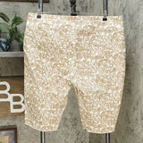 DG2 by Diane Gilman Pull On Bermuda Shorts Khaki Paisley Plus 1X