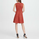 DKNY Women's Faux Suede Seamed Fit Flare Dress