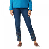 Denim & Co Women's Slim Straight Jeans With Hem Embroidery