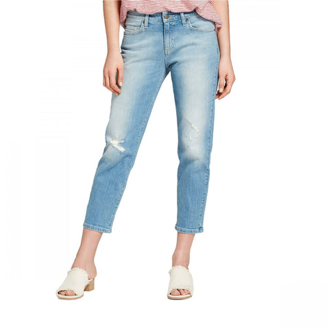 Universal Thread Women's Mid Rise Boyfriend Cropped Jeans Light Blue 0
