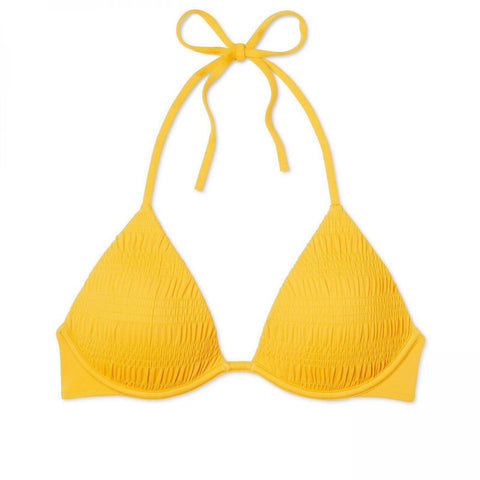 Shade & Shore Women's Push Up Smocked Triangle Bikini Top