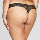 Auden Women's Plus Size Micro Thong With Lace Waistband