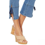 DG2 by Diane Gilman Women's Virtual Stretch Side Slit Crop Jeans Blue 4