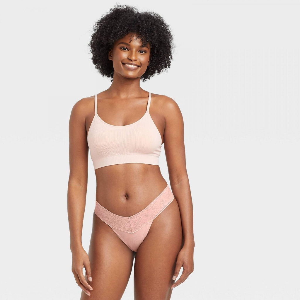 Auden Women's Cotton Ribbed Thong with Lace – Biggybargains