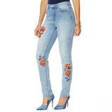 DG2 by Diane Gilman Petite Floral Embroidered Skinny Jeans