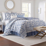 Laura Ashley Veronique 4-Piece Full Comforter Set White / Blue Floral