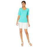 Lemon Way Women's Scalloped Edge Slub Knit T-Shirt