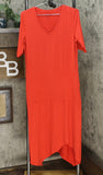 Comfort Code by Cuddl Duds Elbow Sleeve Handkerchief Hem Dress Tomato Medium