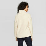 A New Day Women's Sherpa Pullover Cowl Neck Sweater Cream XS