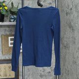 Universal Thread Women's Long Sleeve Henley Neck Pointelle Shirt