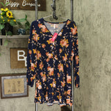 Xhilaration Women's Floral Print Long Sleeve Button Front Mini Dress