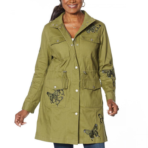 Colleen Lopez Women's Snap Front Butterfly Anorak Jacket With Pockets