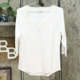 Lemon Way Women's Perfect Pima Lace Detail 3/4 Sleeve T-Shirt