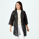 NWT Isaac Mizrahi Live! Women's Open Front Floral Knit Lace Duster. XL