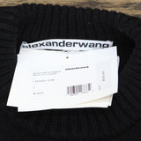 Alexander Wang Womens Rib Merino Wool Blend Mock Neck Sweater Black L