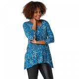 LOGO by Lori Goldstein Women's Printed Rayon 230 Top with Hi-Low Hem