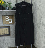 Who What Wear Sleeveless V Neck Button-Down Midi Dress Black XXL