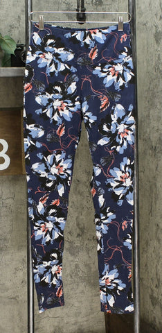 DG2 by Diane Gilman Slim Sleek Solution Leggings Navy Floral Medium Tall