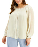 Alfani Plus Size Raglan Sleeve Pleated Blouse