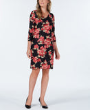 Charter Club Women's Floral-Print Shift Dress Black Combo Large