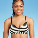 Shade & Shore Women's Textured Peek-a-Boo Crossback Bralette Bikini Top