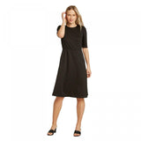 Who What Wear Women's Short Sleeve Round Neck Seamed Midi Dress