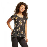 Xhilaration Women's Flutter Sleeve Tie Back Peplum Top Black Medium