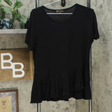 DG2 by Diane Gilman Sustainable Bamboo Crossover Peplum Top Black Medium