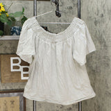 A New Day Women's Striped Short Sleeve Smocked Yoke Top