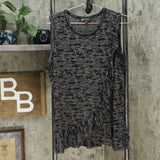 DG2 by Diane Gilman Women's Burnout Ruffle Tank Top Black XL