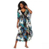 Coldesina Women's Plus Size Shirred Kaftan Dress