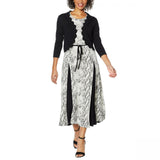 Nina Leonard Women's Plus Size Nicole Belted Midi Dress With Godet Detail